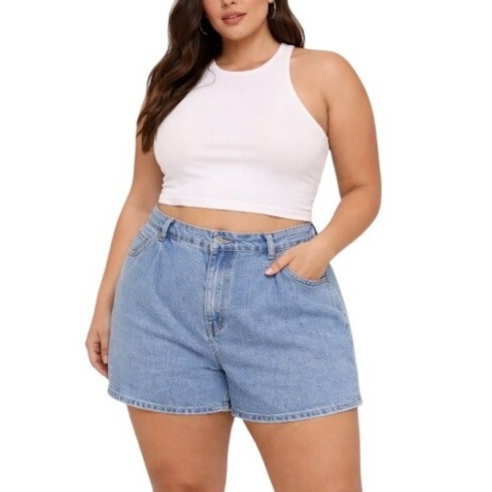 ASOS DESIGN Women's Light Blue 100% Cotton‎ Denim Shorts Plus Size NWT